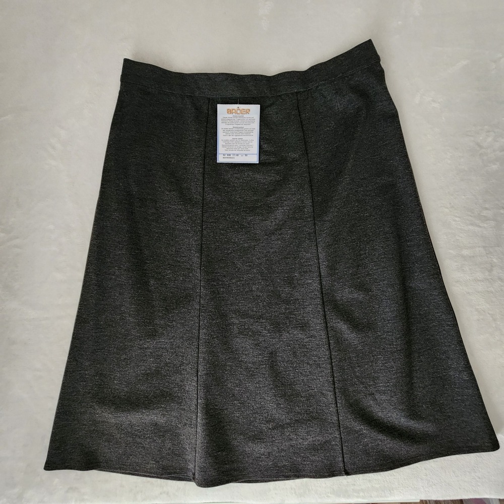 NEW Bader Klaus Midi Skirt Womens 18W 1X Gray A-Line Stretch Office Career Work